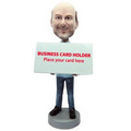 Stock Body Blue Collar Business Card Holder Male Bobblehead